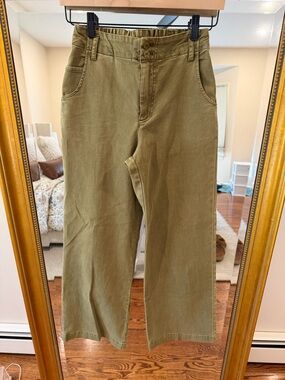Olive Green Straight-Leg Pants